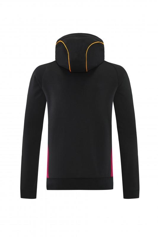 26/27 رومان: طقم رياضي أسود بغطاء للرأس وسحاب كامل + بنطال طويل