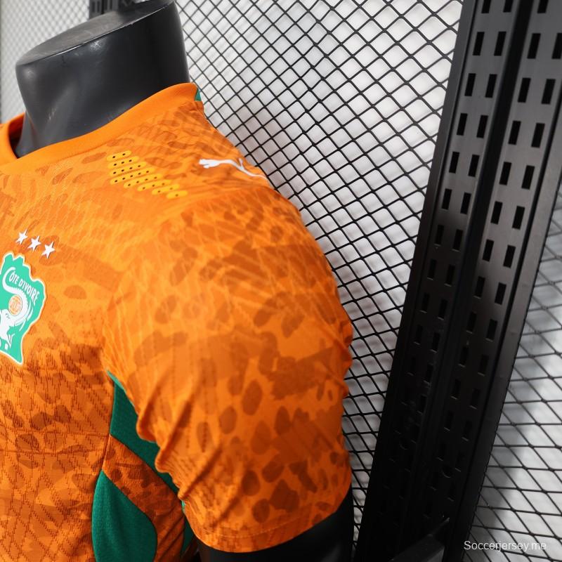2026 نسخة اللاعب كوت ديفوار قميص برتقالي بنقشة جلد الفهد