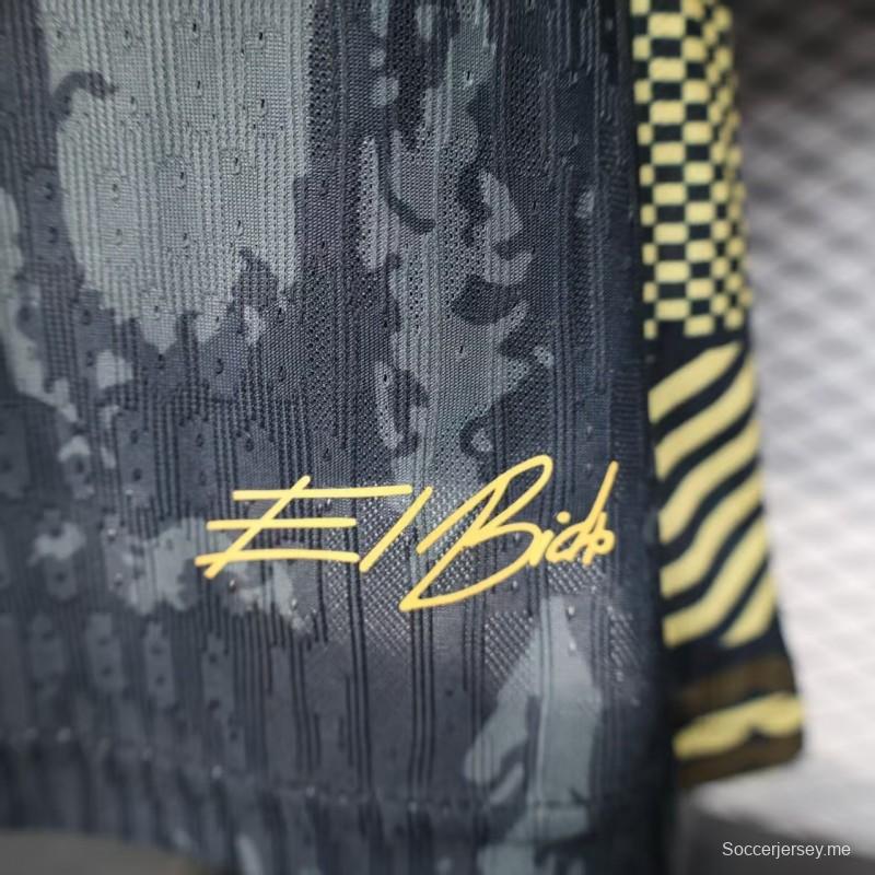 2026 نسخة اللاعبين البرتغال رمادي غامق مع نمط رسومي تجريدي قميص