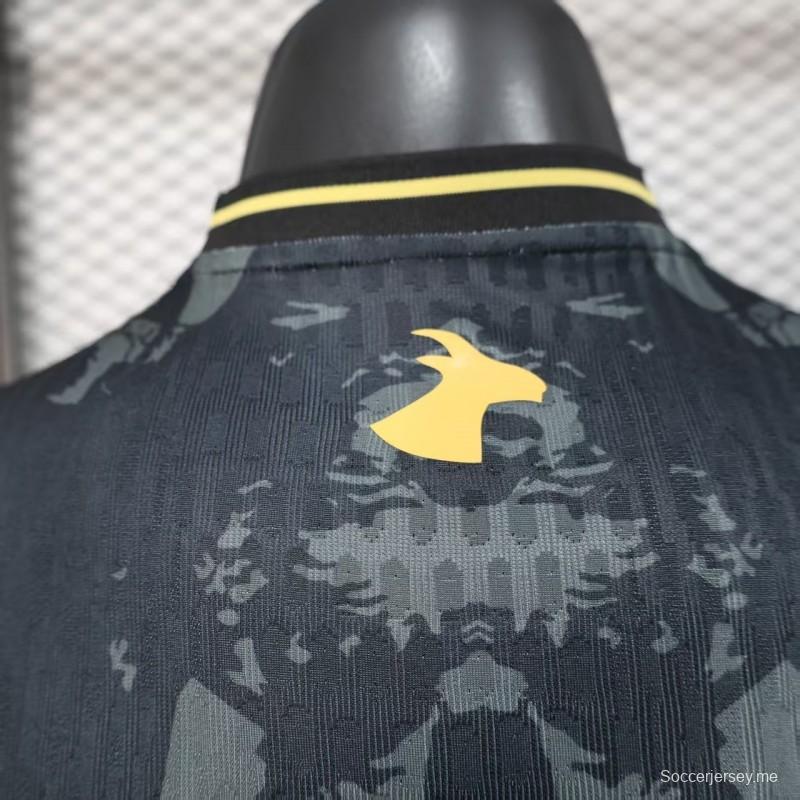 2026 نسخة اللاعبين البرتغال رمادي غامق مع نمط رسومي تجريدي قميص