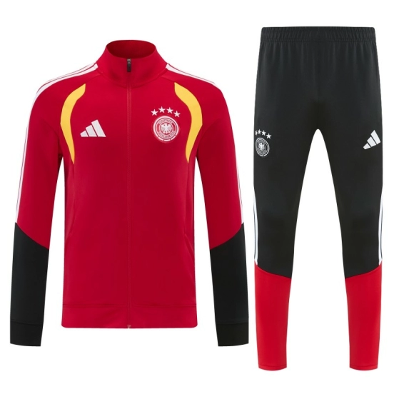 26/27 ألمانيا  طقم رياضي باللون الأحمر بسحاب كامل + بنطال طويل