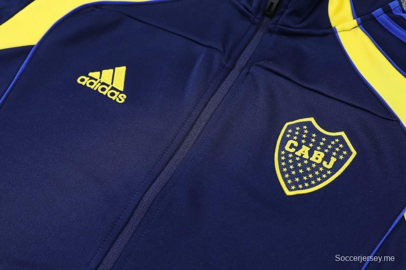 26/27 بدلة رياضية من بوكا جونيورز باللون الأزرق الداكن مع سترة بسحاب كامل + بنطال طويل