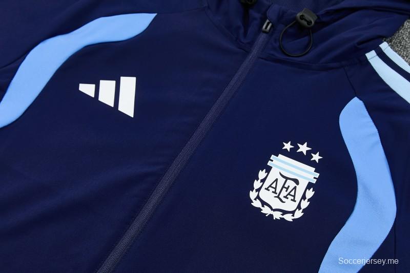 26/27 الأرجنتين  طقم رياضي أرجنتيني أسود بغطاء للرأس وسحاب كامل + بنطال طويل