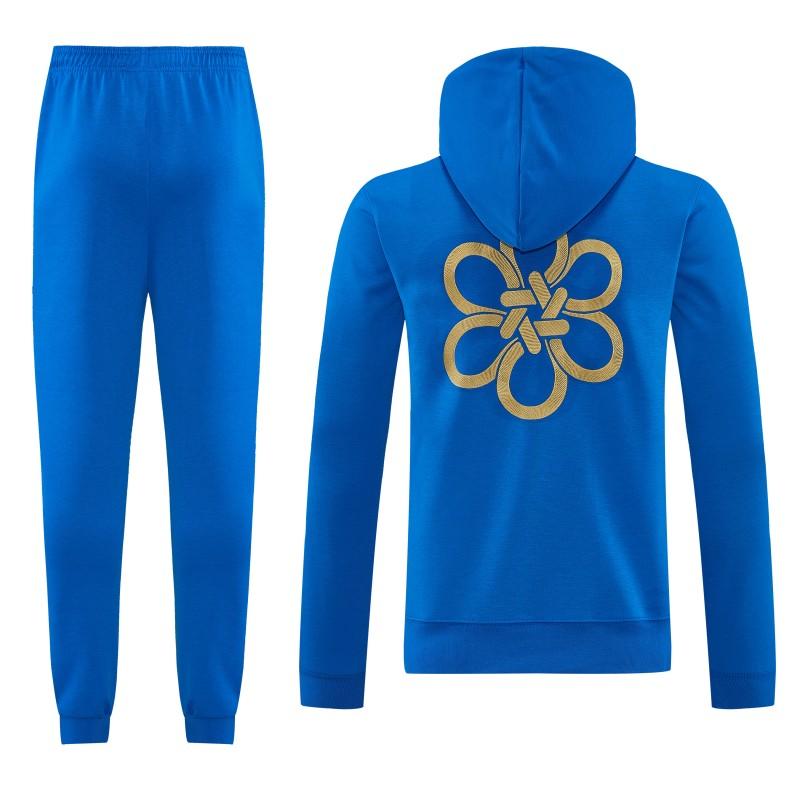 26/27 بدلة رياضية من ريال مدريد باللون الأزرق الملكي مع بلوزة بغطاء رأس + بنطال طويل