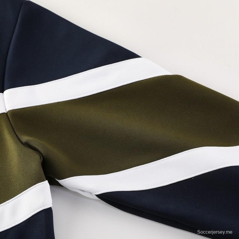 26/27 نابولي أزرق داكن  طقم رياضي مع سترة بسحاب كامل + بنطال طويل