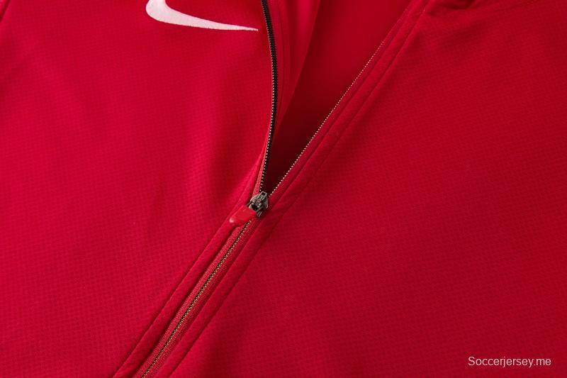 2026 سترة نايكي حمراء بسحاب كامل + بنطال طويل