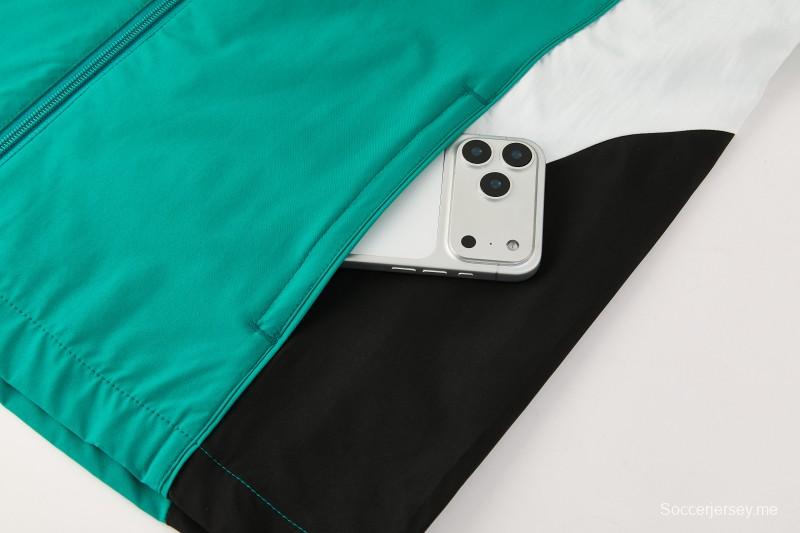 26/27 طقم رياضي من ليفربول باللون الأخضر مع سترة بغطاء رأس وسحاب كامل + بنطال طويل أسود