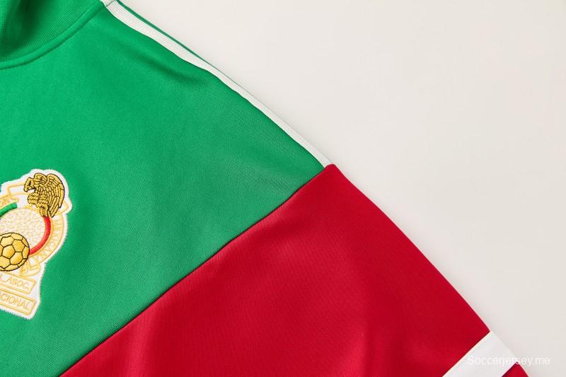 2026/27 المكسيك  طقم رياضي باللونين الأخضر والأحمر بتصميم كلاسيكي مع سحاب كامل + بنطال طويل (أديداس أوريجينالز)