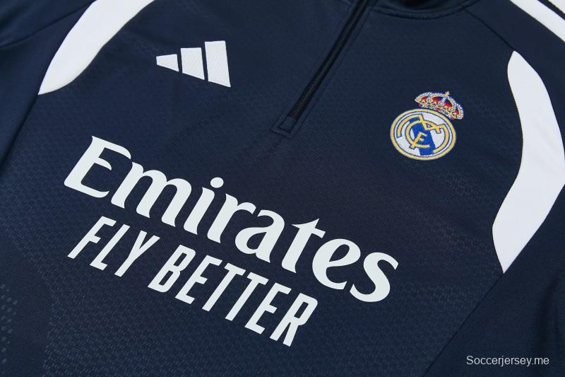 26/27 ريال مدريد  أزرق داكن  طقم رياضي مع سترة بنصف سحاب + بنطال طويل