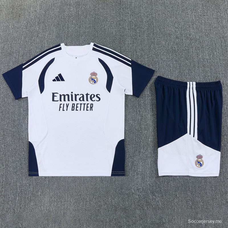 26/27 ريال مدريد  قميص أبيض بأكمام قصيرة + شورت كرة قدم