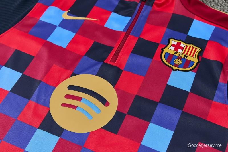 26/26 طقم رياضي من برشلونة: سترة بنصف سحاب + بنطال طويل