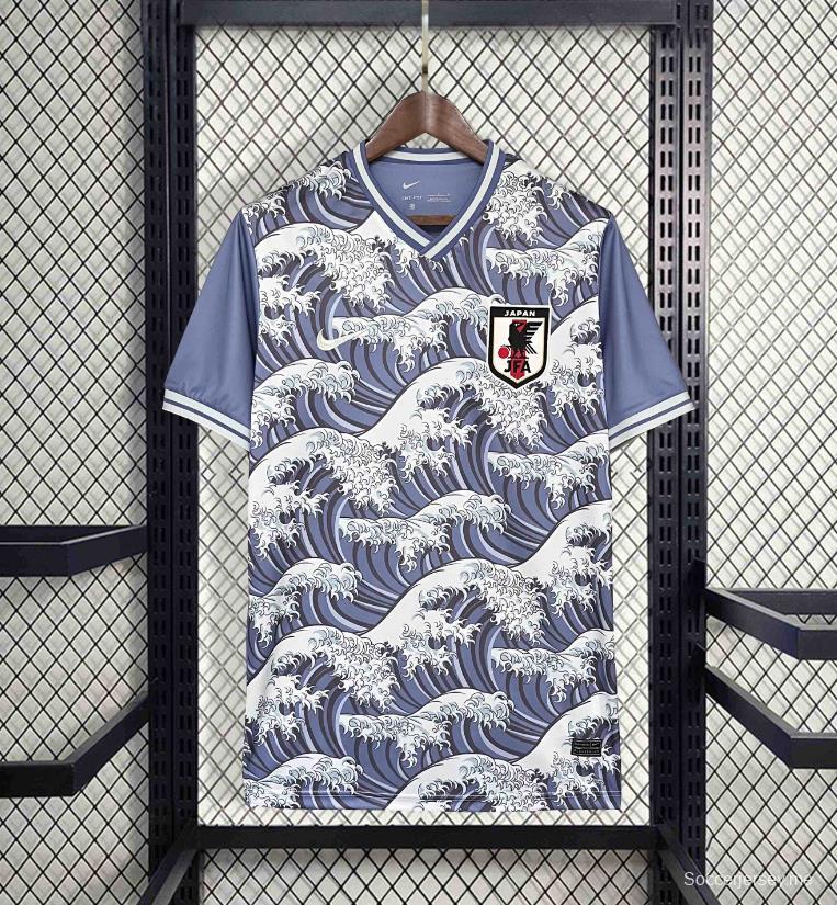 2024القميص التدريبي لليابان بلو ذا جريت ويف أوف كاناجاوا

