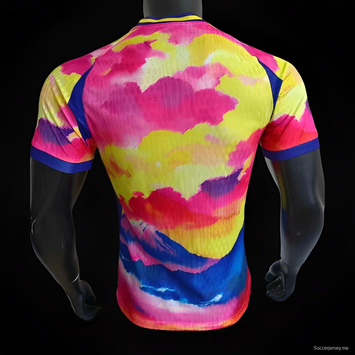 إصدار اللاعب 2024 قميص اليابان الخاص باللون الوردي/الأصفر/الأزرق 2024
