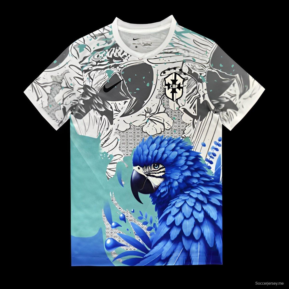 2025 البرازيل 2025 قميص خاص بالببغاء الأزرق الأزرق