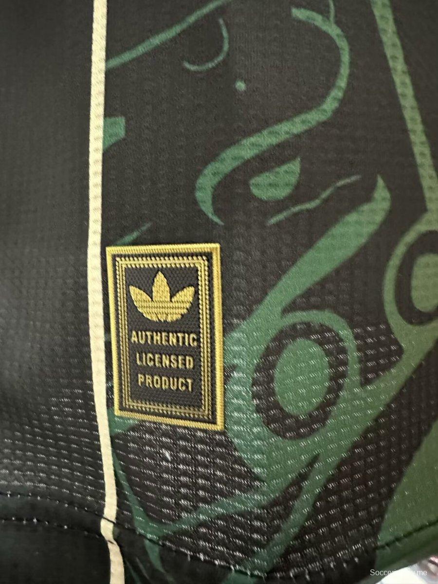 إصدار اللاعب 2025 قميص المكسيك 2025 أسود مع قميص بنقشة أزتيك أحمر-أخضر