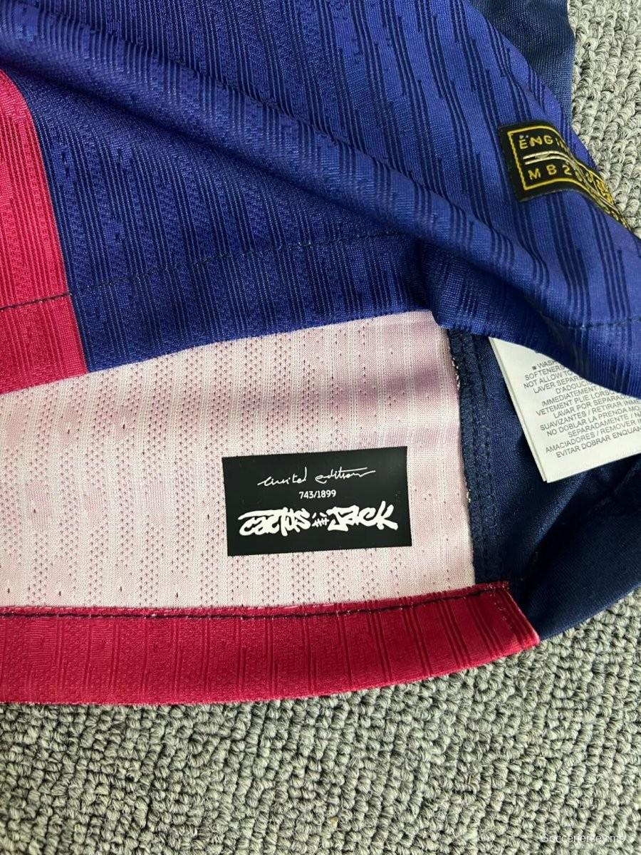 إصدار اللاعب 24/25 برشلونة × ترافيس سكوت قميص بأكمام طويلة الأكمام للمنازل