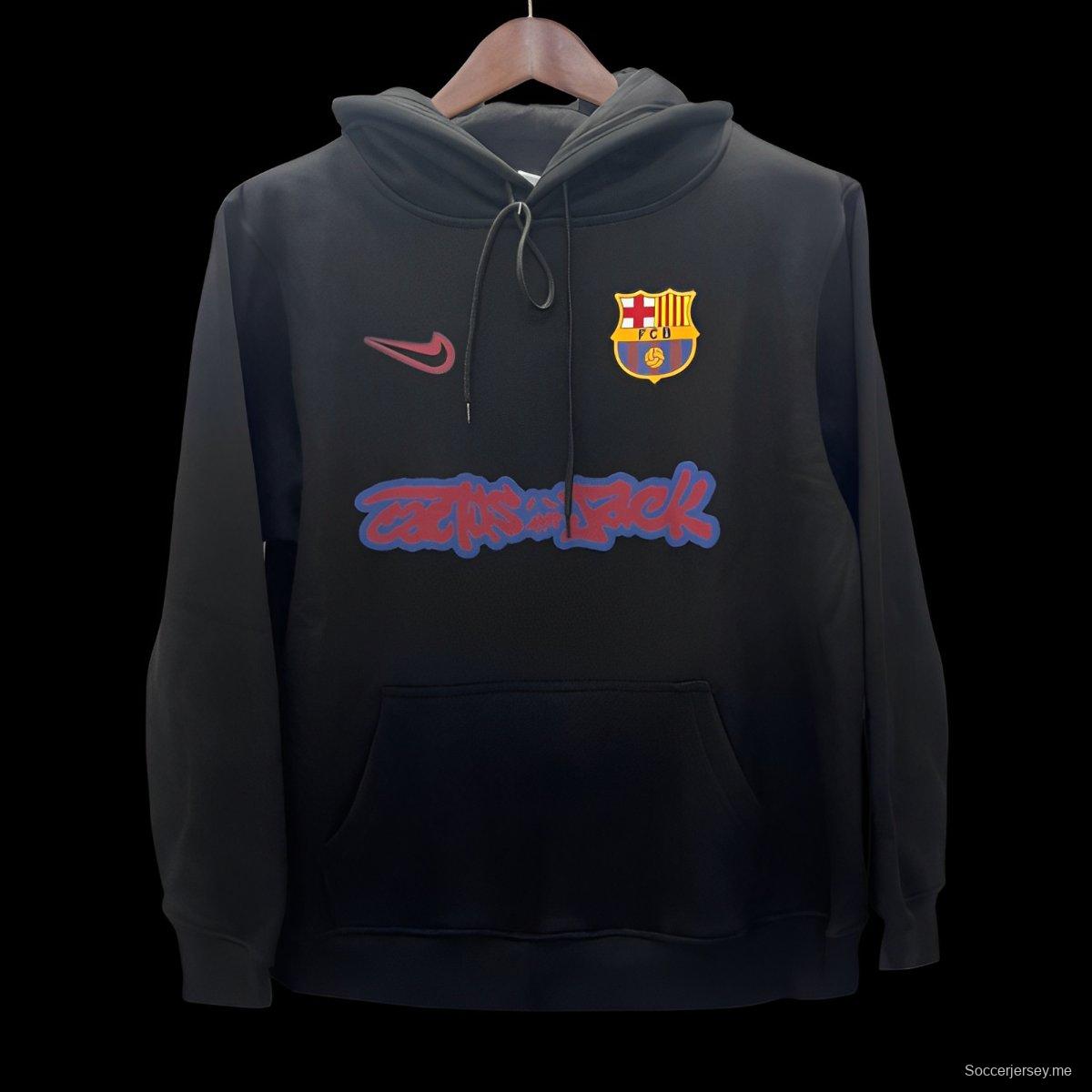 25/26 برشلونة ترافيس سكوت ترافيس سكوت هودي أسود بقبعة سوداء