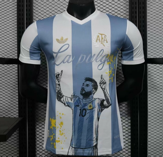 Player Version 2025 Argentina Blue with Messi Celebration Print Jersey