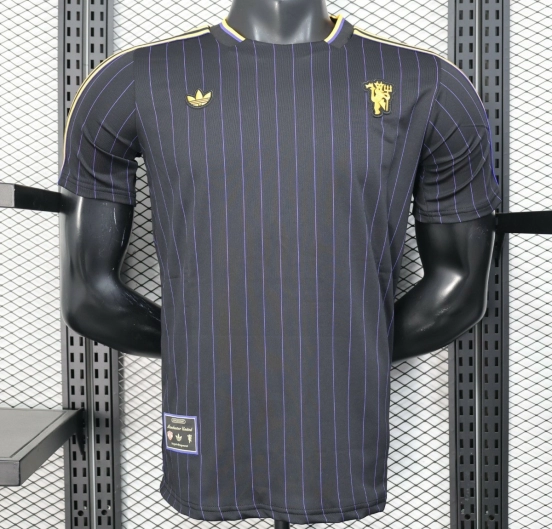 إصدار اللاعب 25/26 قميص مانشستر يونايتد كاجوال أسود اللون أسود اللون أسود كاجوال