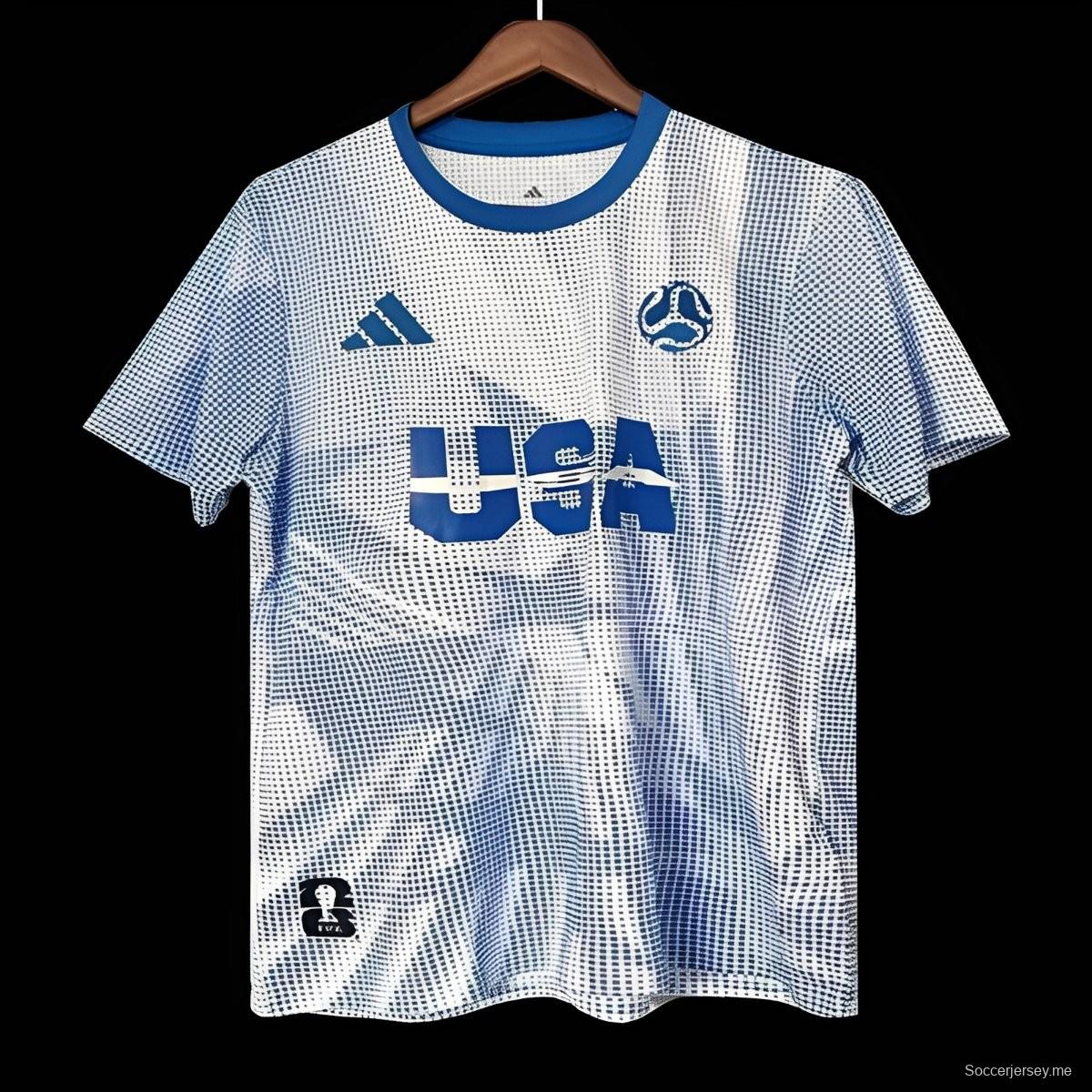 قميص الولايات المتحدة الأمريكية 2026 أزرق/أبيض قبل المباراة