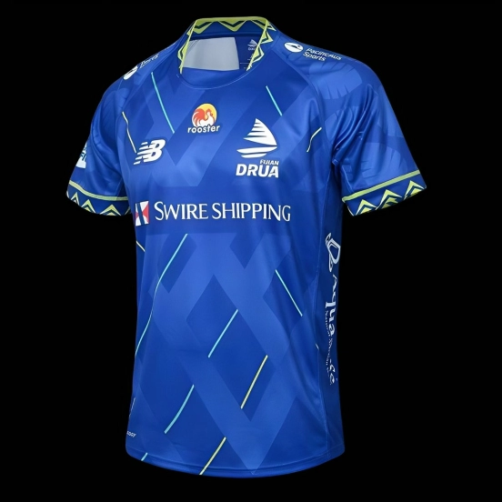 25/26 قميص فيجي دروا أزرق ملكي بنمط هندسي منزلي من فيجي