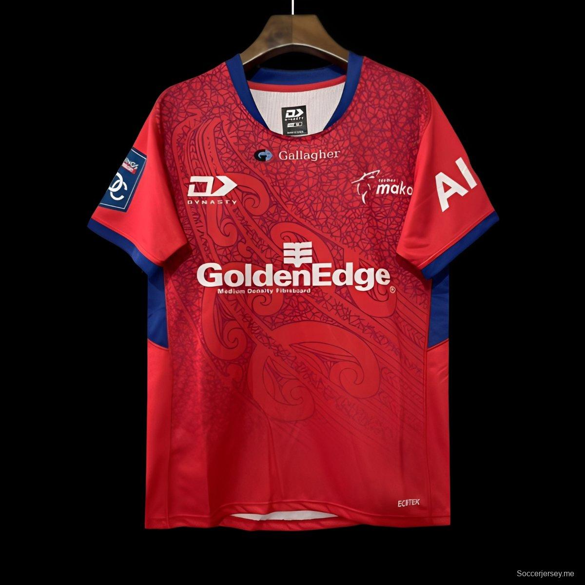 25/26 قميص تاسمان ماكو أحمر مع قميص بنمط قبائل الماوري