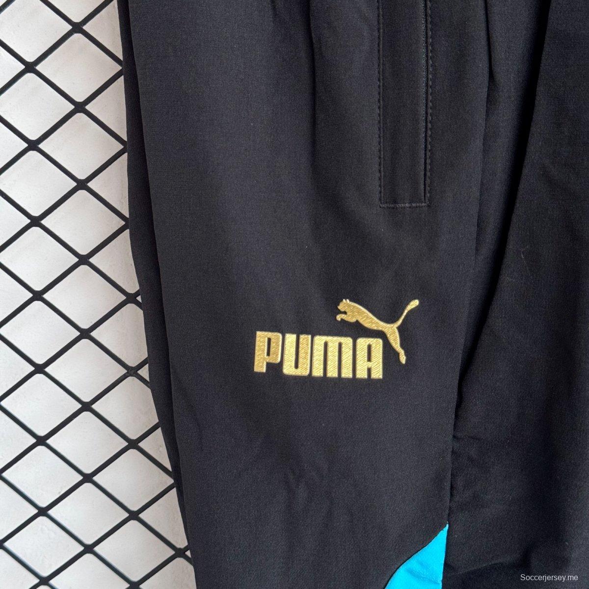 25/26 أولمبيك مارسيليا أولمبيك مارسيليا سترة واقية بسحاب كامل أسود + بنطال طويل