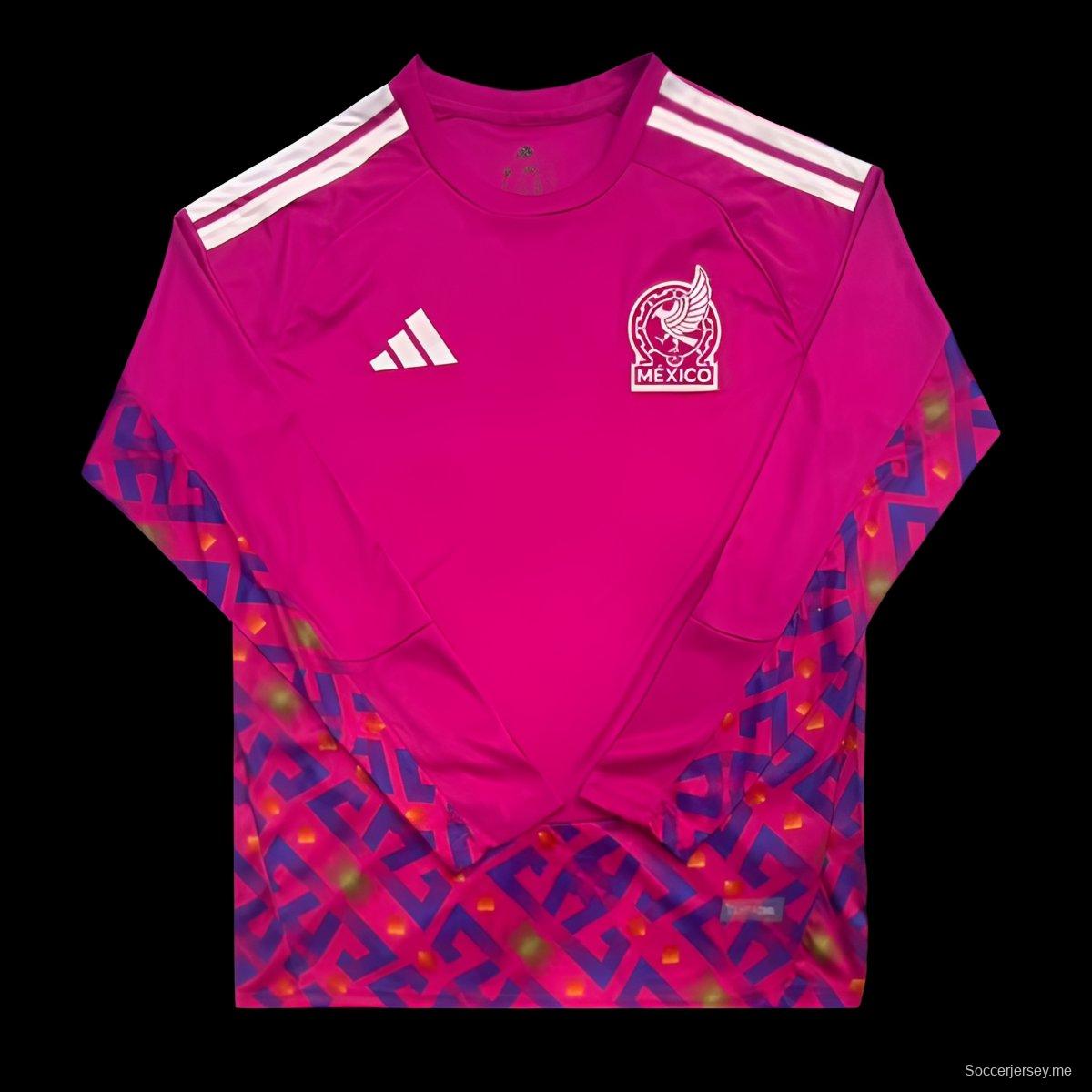 قميص حارس مرمى المكسيك 2026 وردي اللون الوردي طويل الأكمام