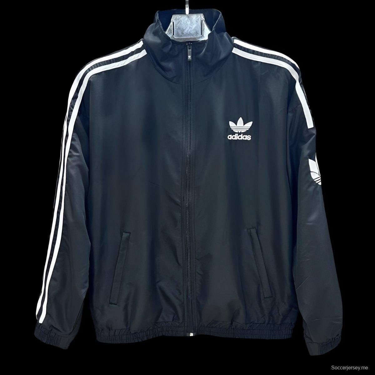 2026 سترة واقية من الرياح من Adidas Navy بسحاب كامل