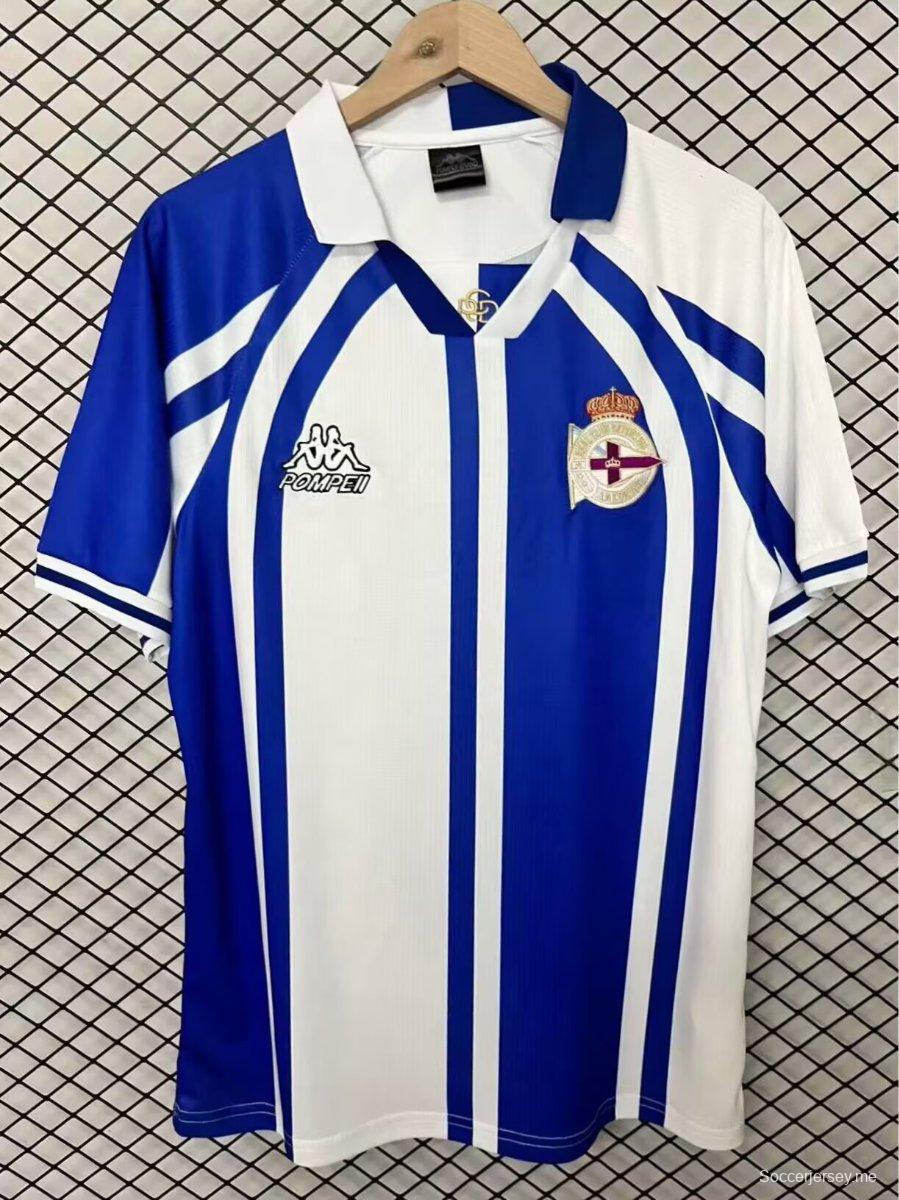 قميص ديبورتيفو لا كورونيا الأزرق والأبيض المخطط للموسم 1999/2000